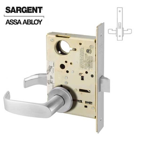 SARGENT 8200 Series Mortise Lock Mechanical Passage or Closet LN Trim L Rose Satin Chrome Plated Finish SRG-8215-LNL-26D